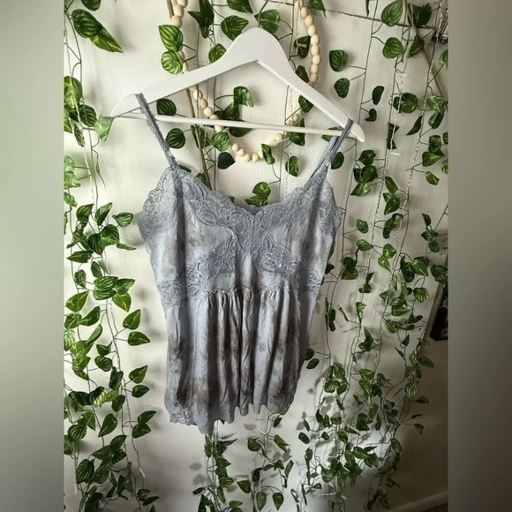 Free People Gray Tie Front Pleated Camisole